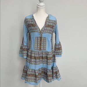 Geometric Patterned Long Sleeve Dress